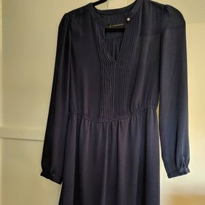 Zara Basic long sleeve dress in navy blue